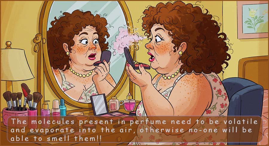 The molecules in perfume need to be volatile otherwise no-one will be able to small them.